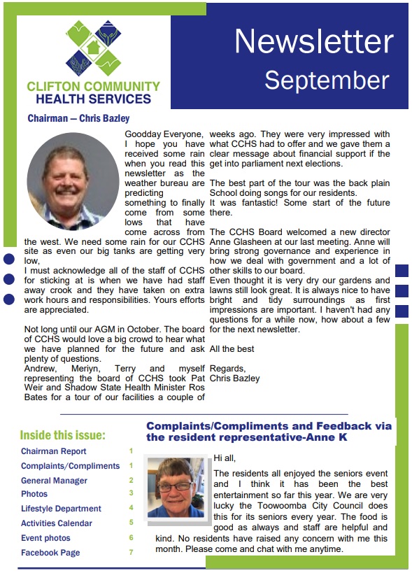 Septembers Newsletter